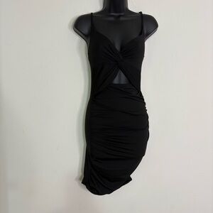 SHEIN Black Twist Front Cut Out Bodycon Dress - Size: Extra Small